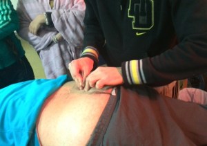 Alumno de segundo localizando y punturando Shangliao 31V